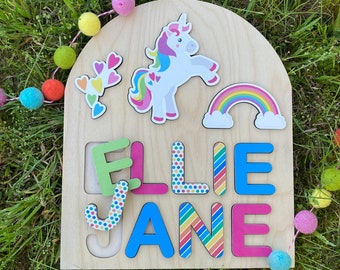 Unicorn Wooden Name Puzzle | Gift for Baby | Baby Name Puzzle | Personalized Gift | First Birthday Gift