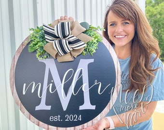 Personalized Door Hanger - Family Name Established Sign - Wedding Gift - Housewarming Gift - Gift for Mom