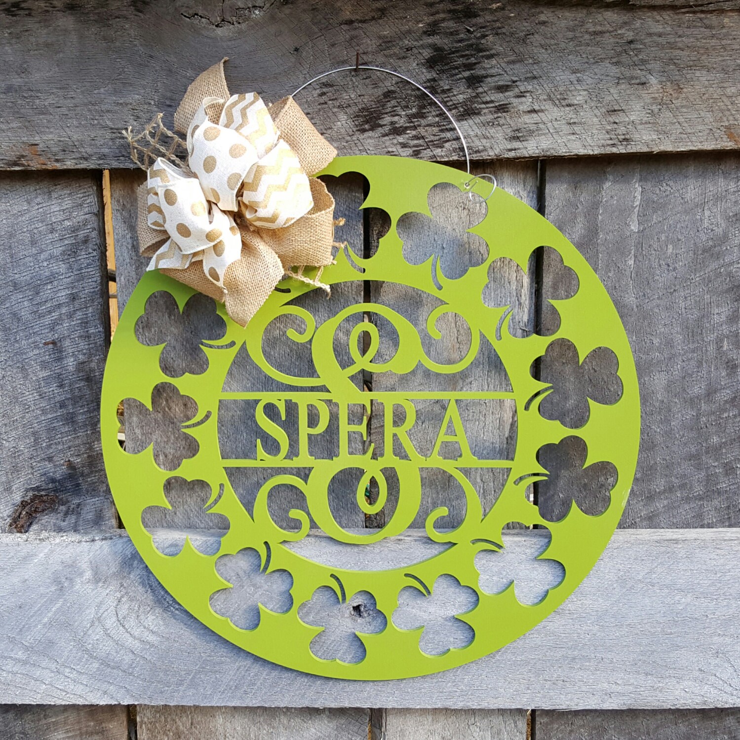 St Patrick Door Hanger - Painted St Patty Wreath - Lucky Decor - Iris…