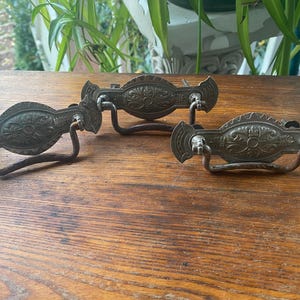 20 % Off antique 3  ornate drawer pulls  fancy solid nickel metal pulls / ornate  drawer handle Victorian