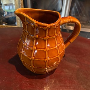 SALE 20% OFF Vintage French  majolica pitcher.  Brown pottery jug / pitcher drink pitcher/  milk jug earthenware