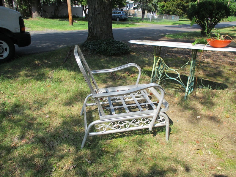 Clearance Sale Antique Aluminum Outdoor Chair Vintage Metal Etsy