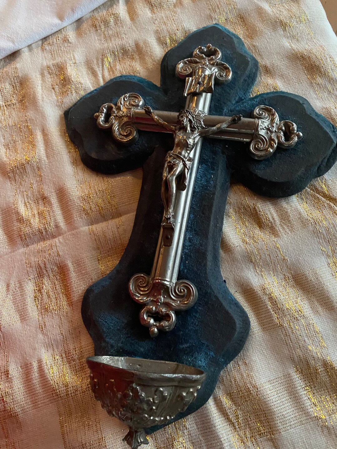 Antique French Holy Water Font /19th Century Crucifix Holy Etsy