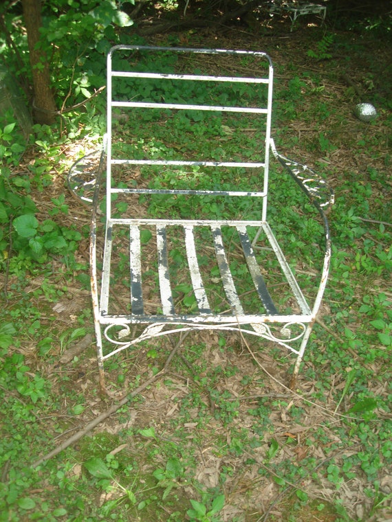 Antique Metal Outdoor Furniture Vintage Metal Patio Chair Etsy