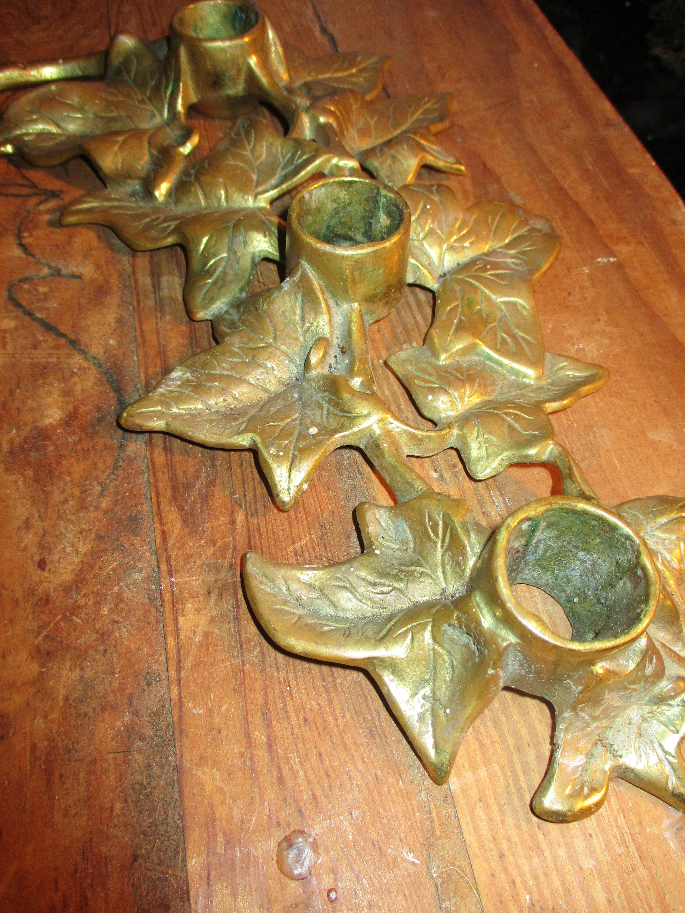 Antique bronze candle holder ornate 3 candle ivy leaf Etsy