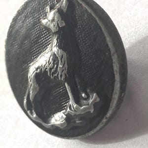 Antique French Hunting Button, Wolf Canine Motif