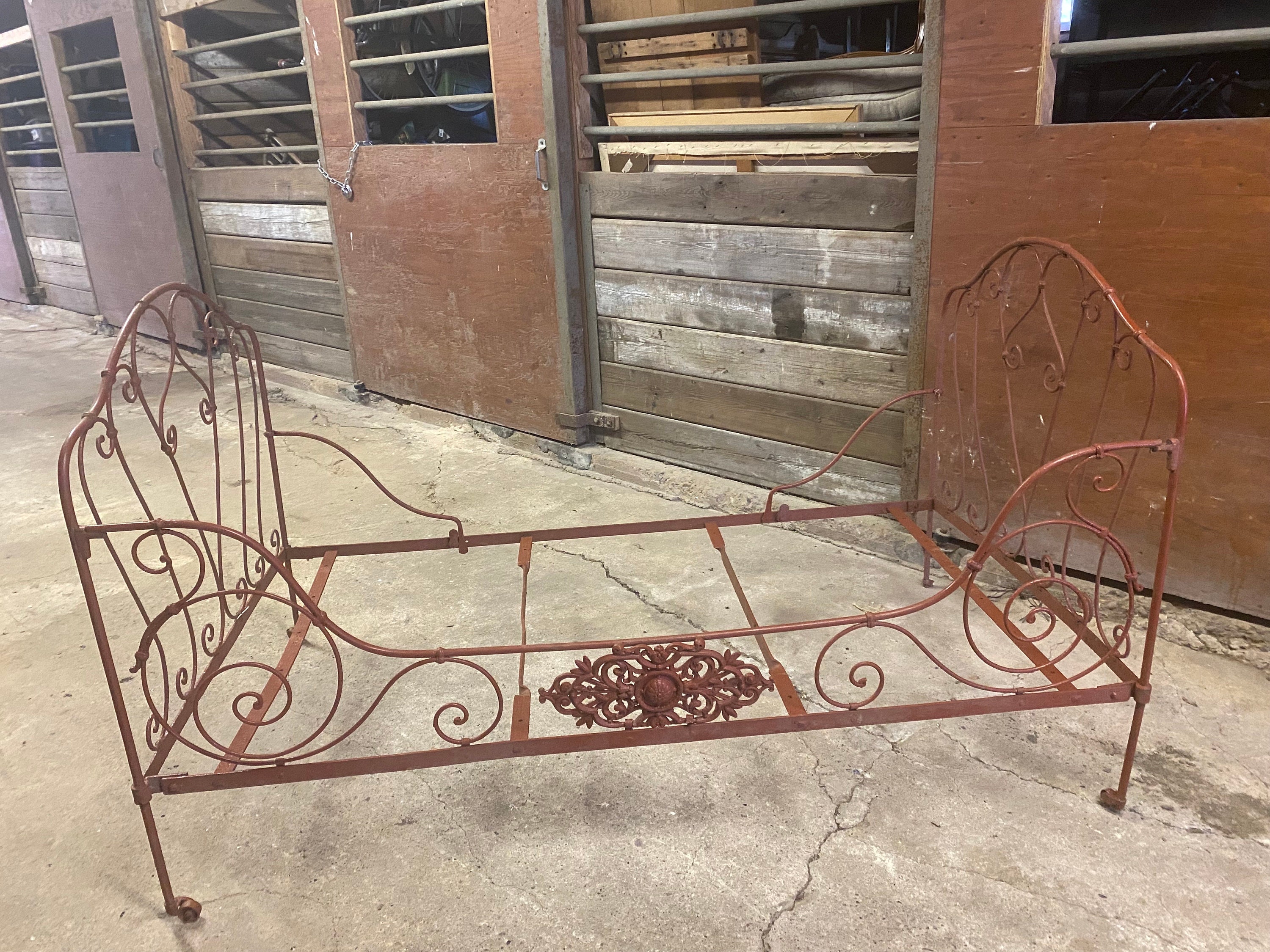Antique French Iron Bed Fold up Daybed Heavy Ornate Iron Folding Bed Etsy