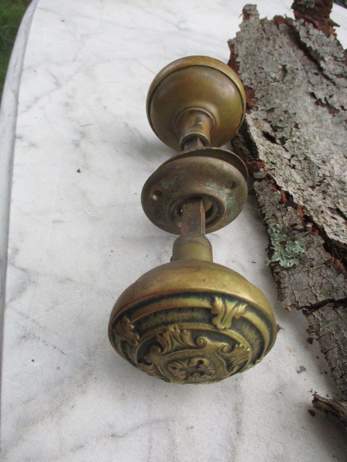 Antique Bronze Ornate Hardware 1800s Bronze Door Knob Set Etsy