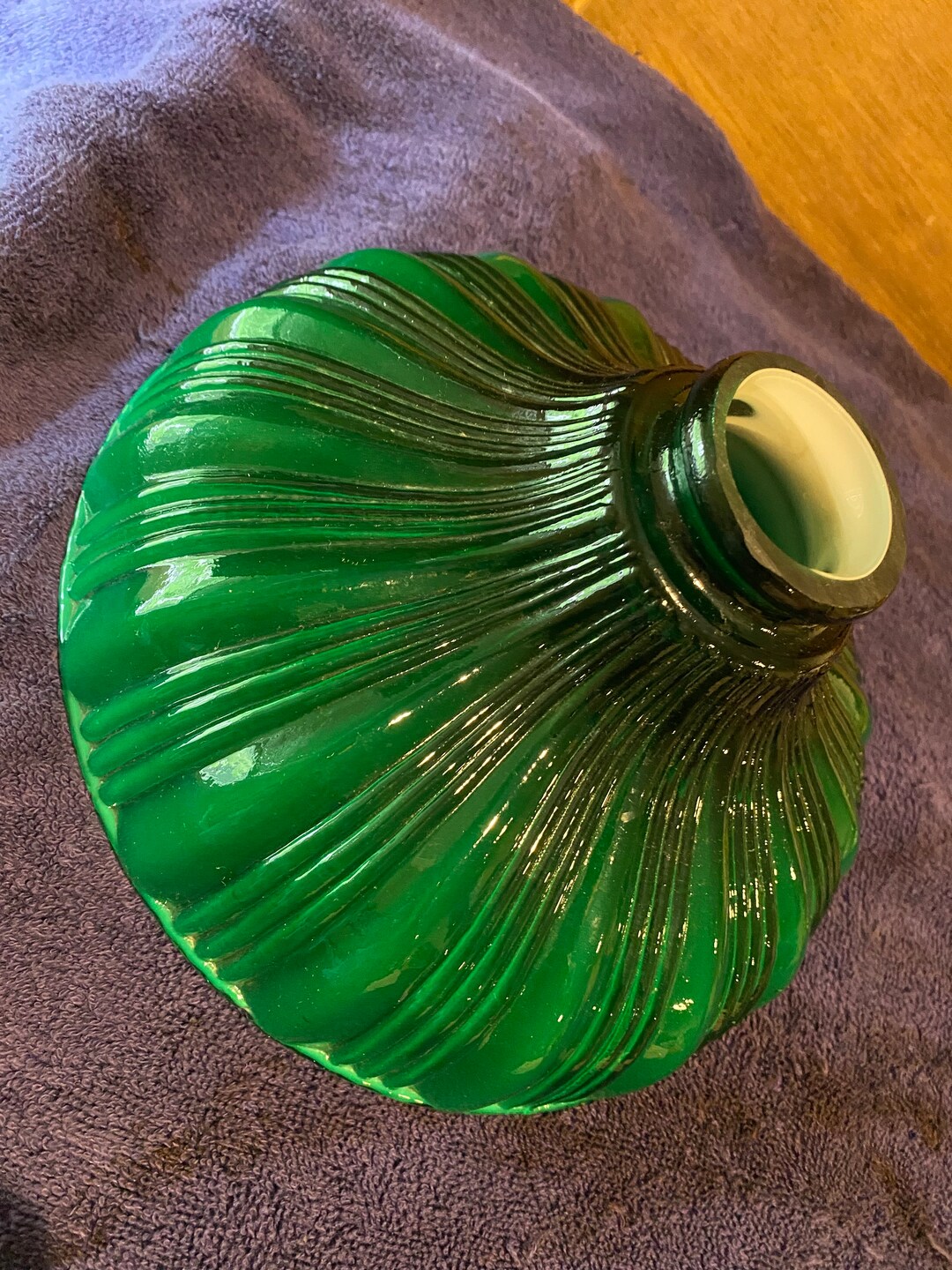 Antique Light Globe / Old Green Glass Shade / Pendant Lamp Etsy