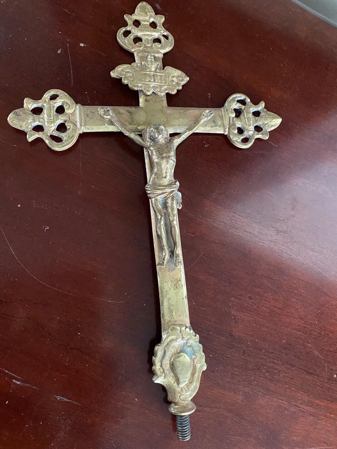 French Antique Bronze Cross Jesus on Cross Very Large Cross With Jesus