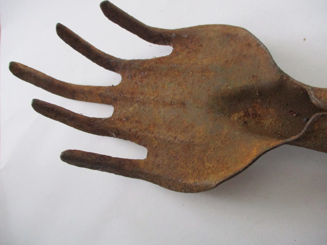 French antique hand fork garden tool great old rusty crusty Etsy