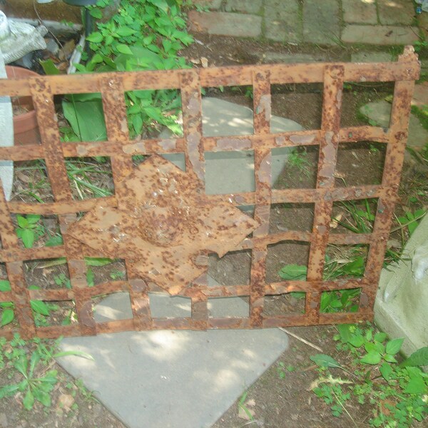 CLEARANCE SALE antique ornate  iron gate       garden fence    iron gothic gate     rusty crusty  patina iron gate