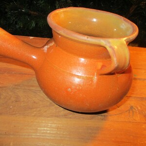 french antique glazed  earthenware pitcher / french country pot /cup    pottery