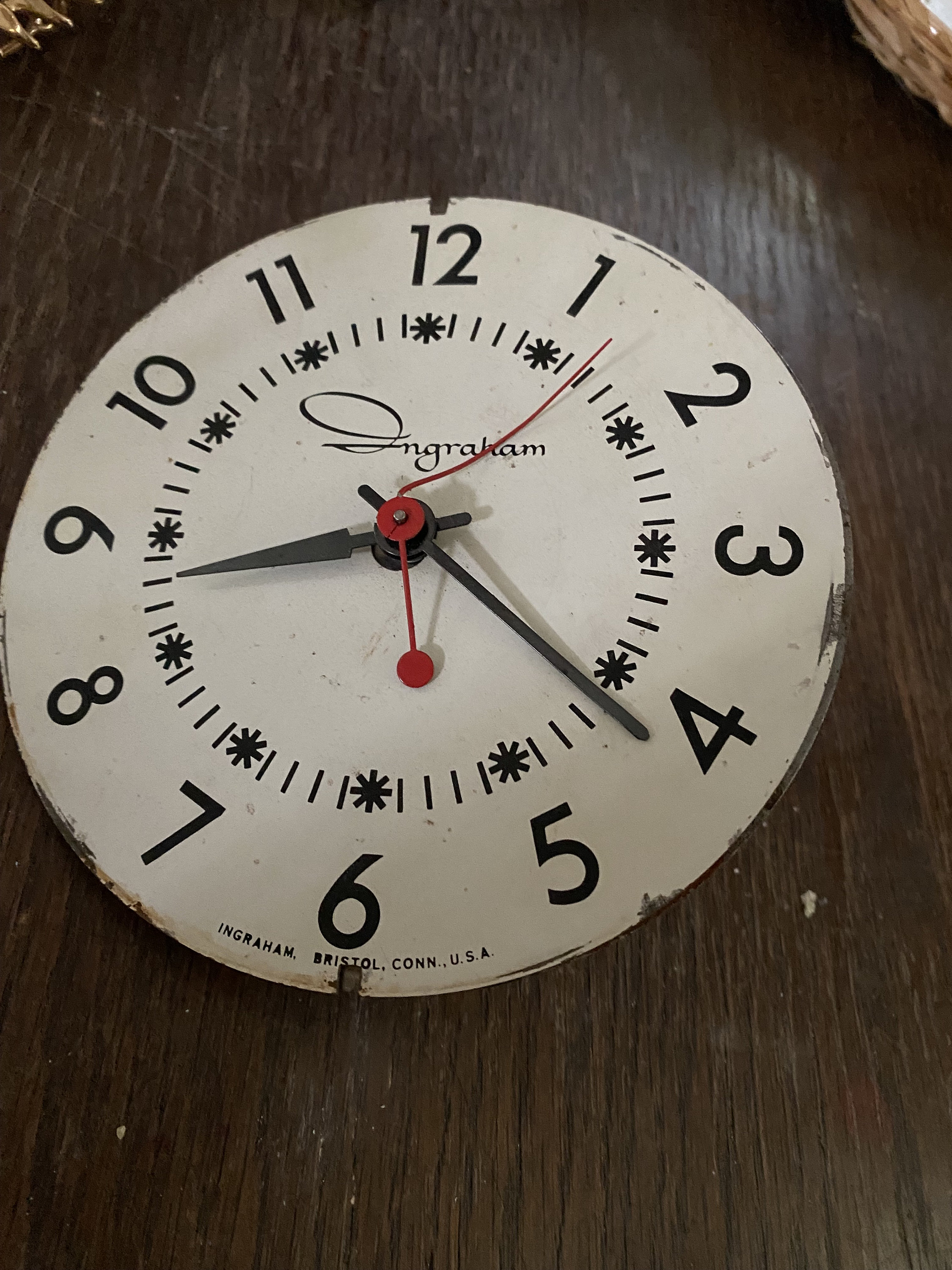 Antique Ingraham Clock Face With Electric Motor Movement Ingraham Clock