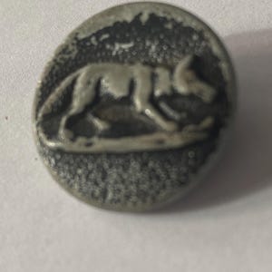 Antique French Hunting Button, Wolf Canine Motif