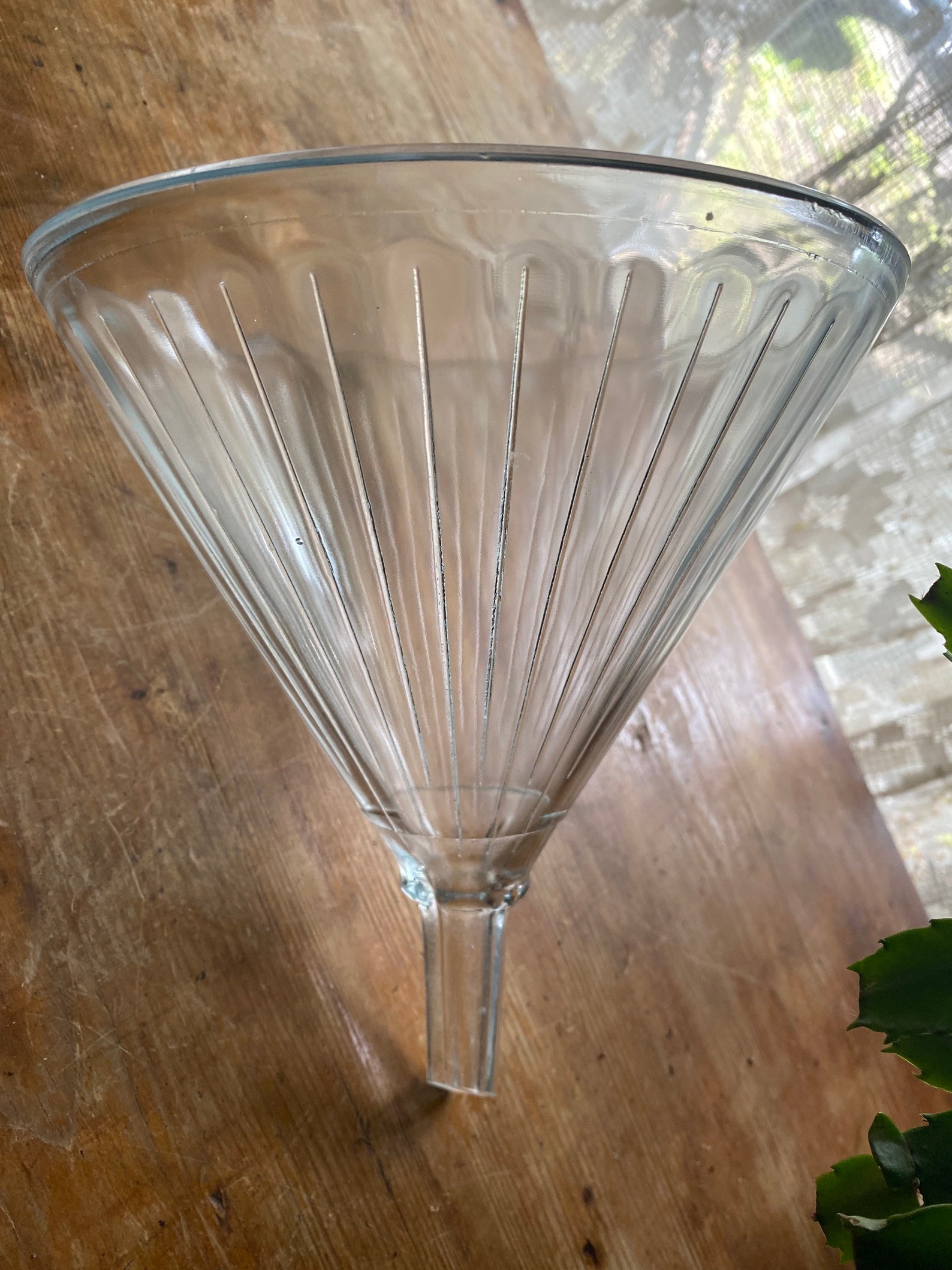Vintage Large Glass Laboratory Funnel Ribbed Glass Pharmacy Etsy