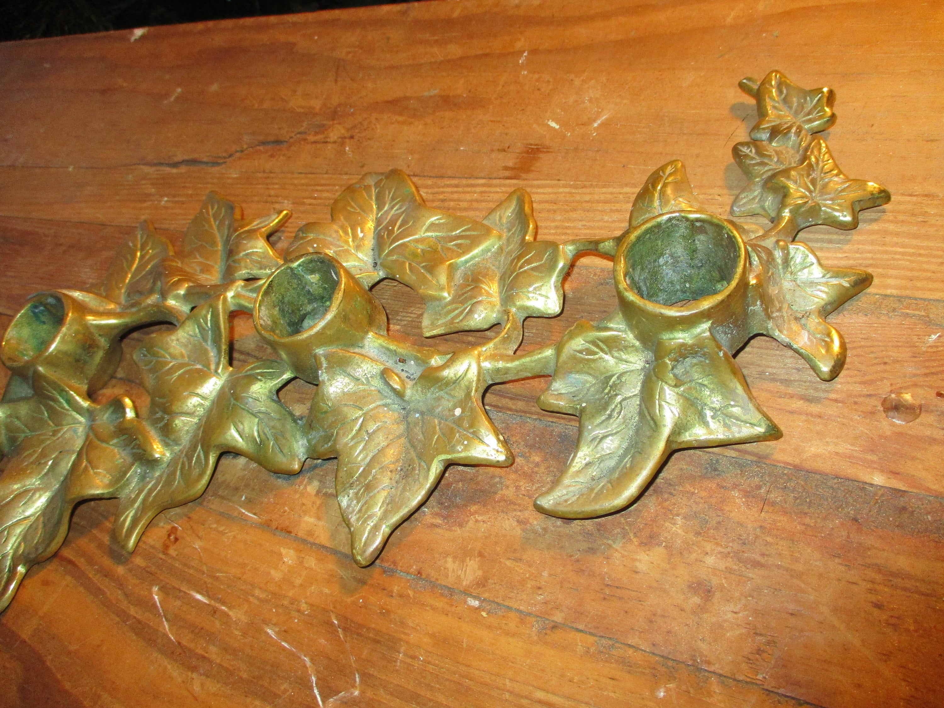 Antique bronze candle holder ornate 3 candle ivy leaf Etsy