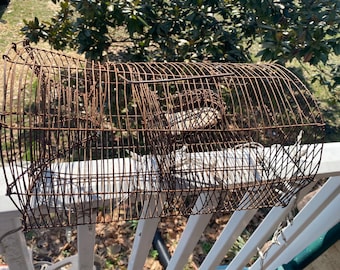 20% korting op antieke Franse primitieve grote rustieke draadmuizenval knaagdierval rattenval