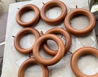 Vintage wooden curtain drapery rings