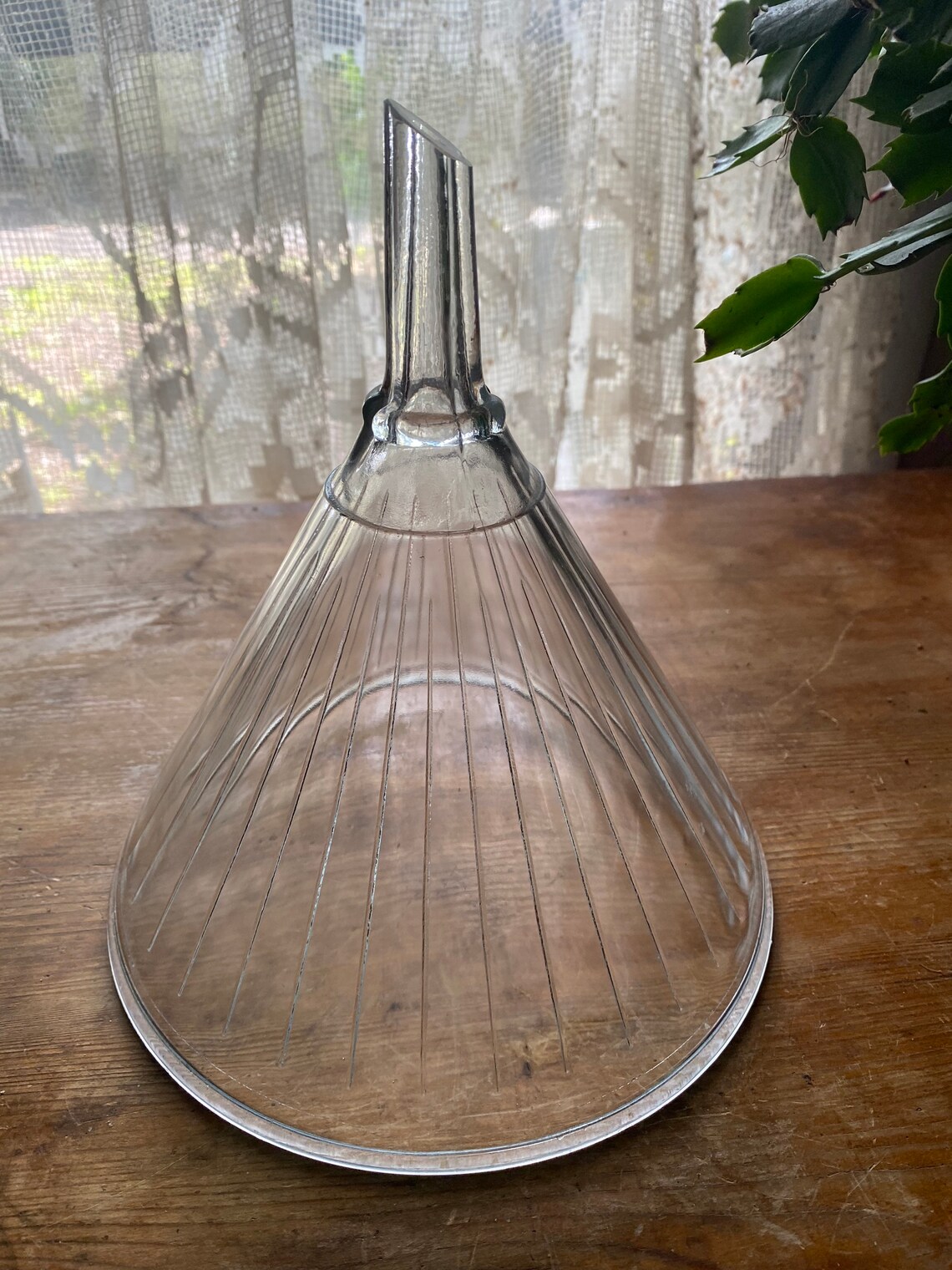Vintage Large Glass Laboratory Funnel Ribbed Glass Pharmacy Etsy