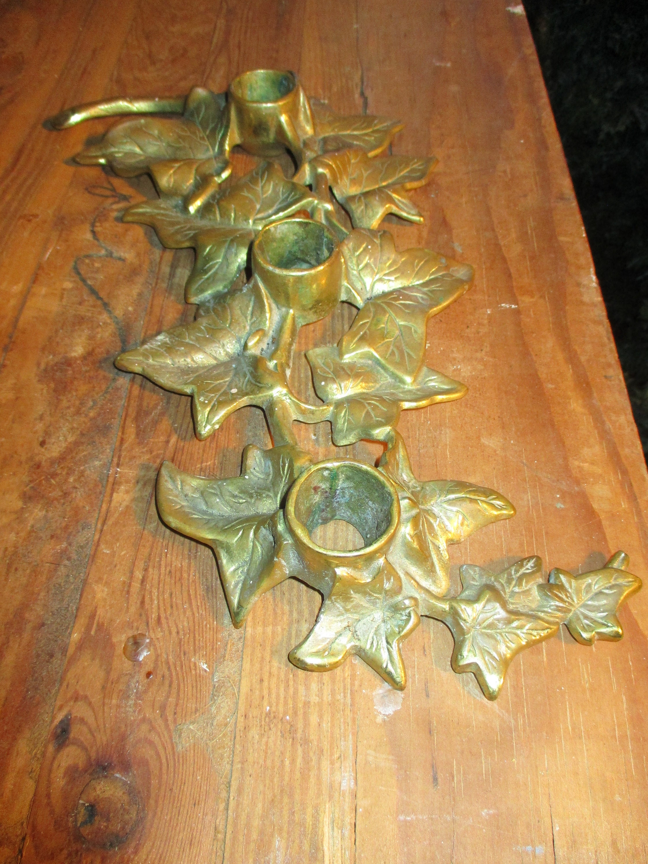 Antique bronze candle holder ornate 3 candle ivy leaf Etsy