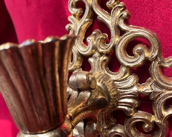 Sale 50% off Antique Ornate Gold Metal Candle Wall Sconces
