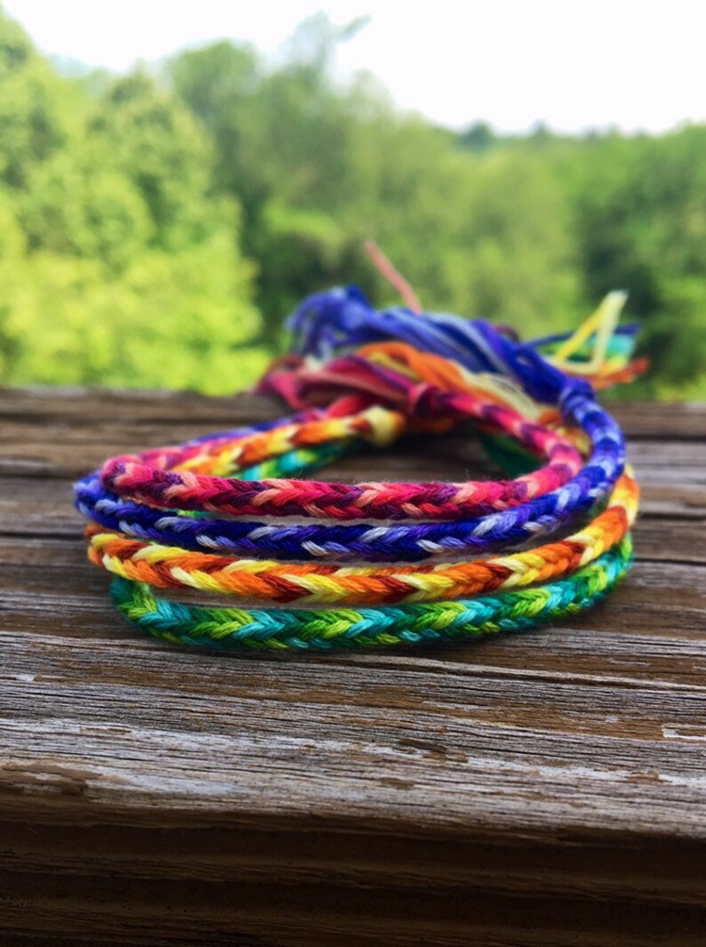 skinny woven string friendship bracelets Summer Brights