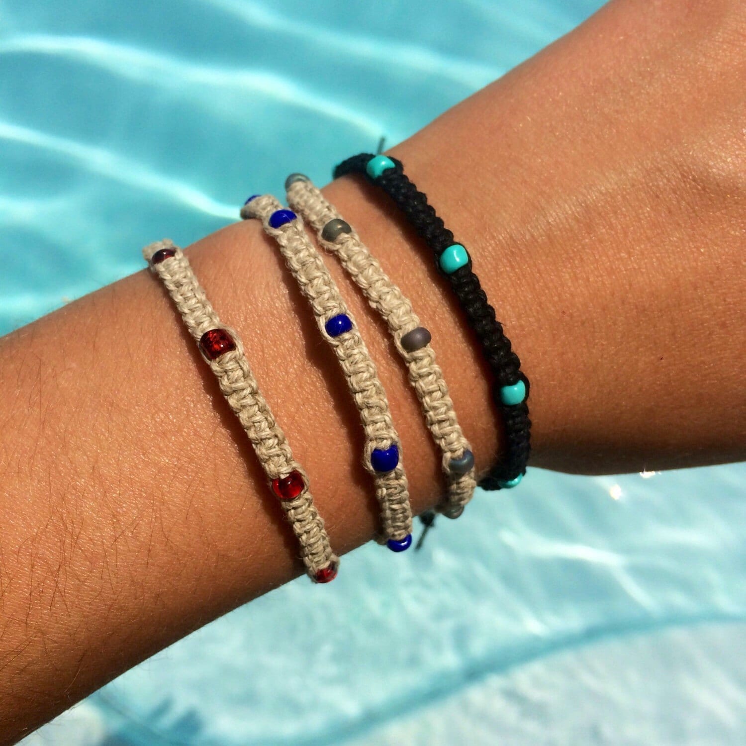 Hemp Bracelet with Beads Etsy