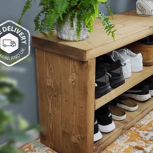 TCM009 Extra Wide Solid Wooden Shoe Storage Bench Chunky Solid Wood Plant a  Tree With Each Order 