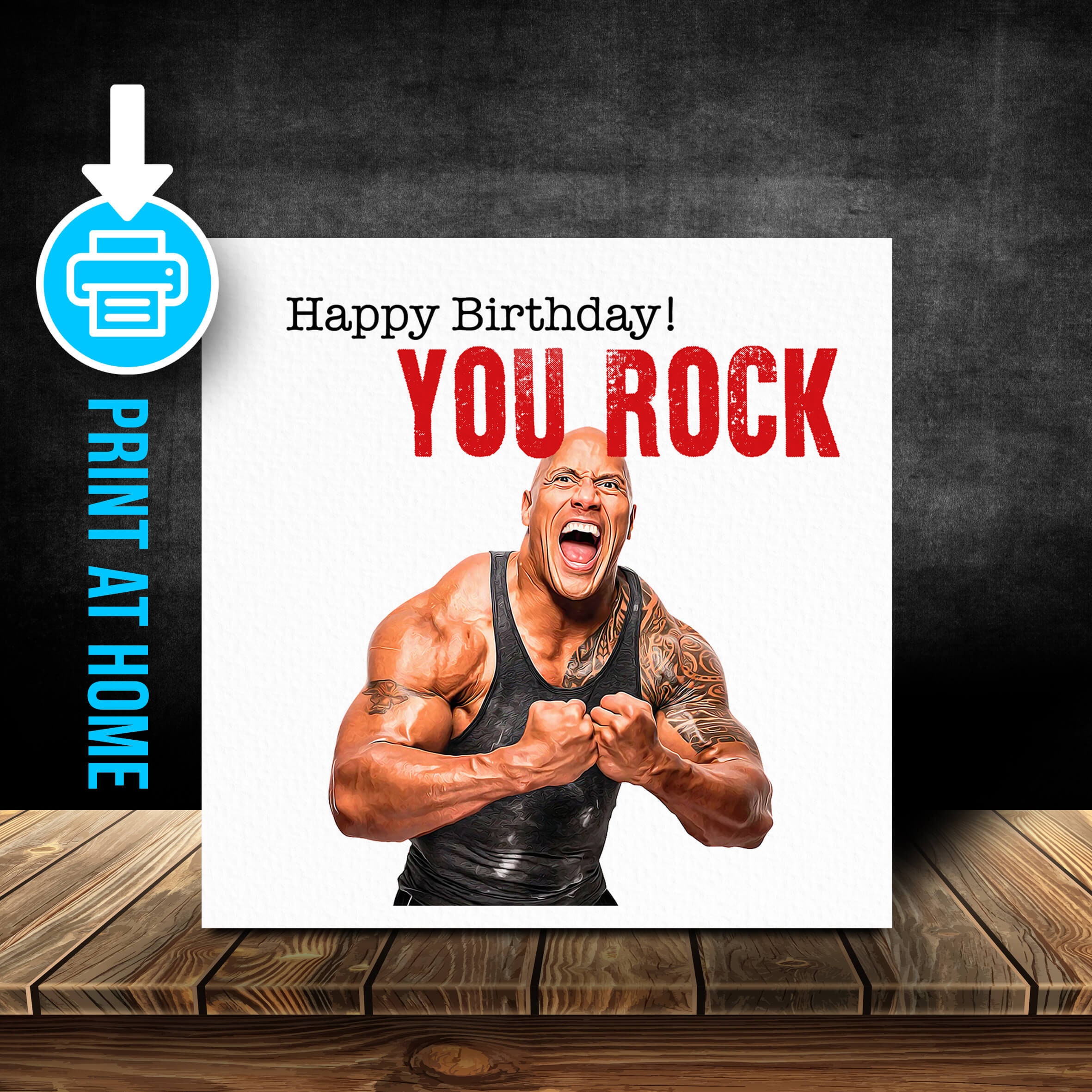 TR002_1D The Rock Birthday Card Dwayne Johnson Digital | Etsy