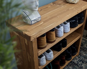 TCM030 Extra Wide Solid Wooden Shoe and Boot Storage  | Chunky Solid Wood | Plant a Tree with Each Order*