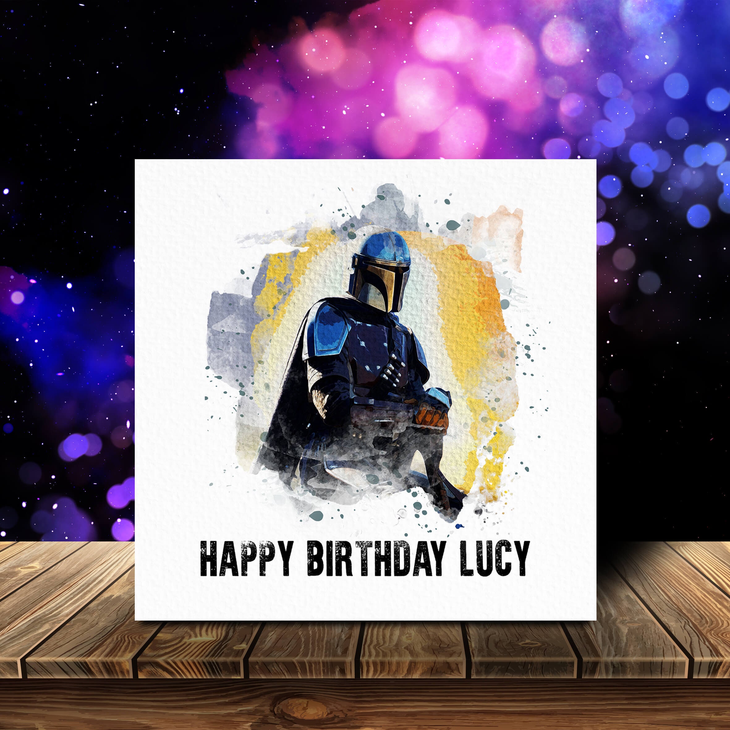 MAN001 The Mandalorian Birthday Card Fully Customisable | Etsy