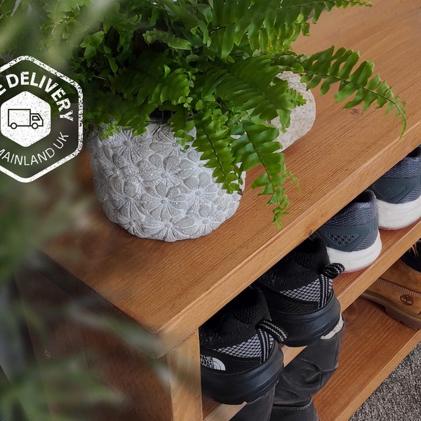 TCM011 Hand Made Scaffold Board 2 Shelf Shoe & Boot Storage Bench | Rustic Shoe Rack | Plant a Tree with Each Order*