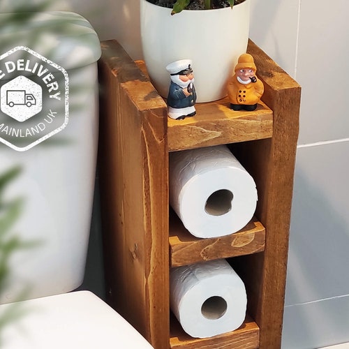 Oak Wood Toilet Roll Holder Etsy