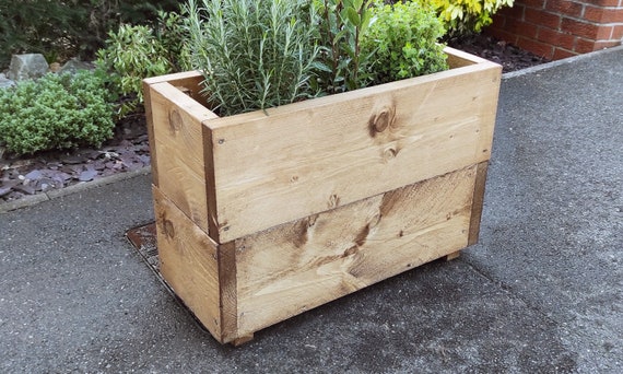 Double Height Planter Box Scaffold Board Chunky Solid Wood Plant a