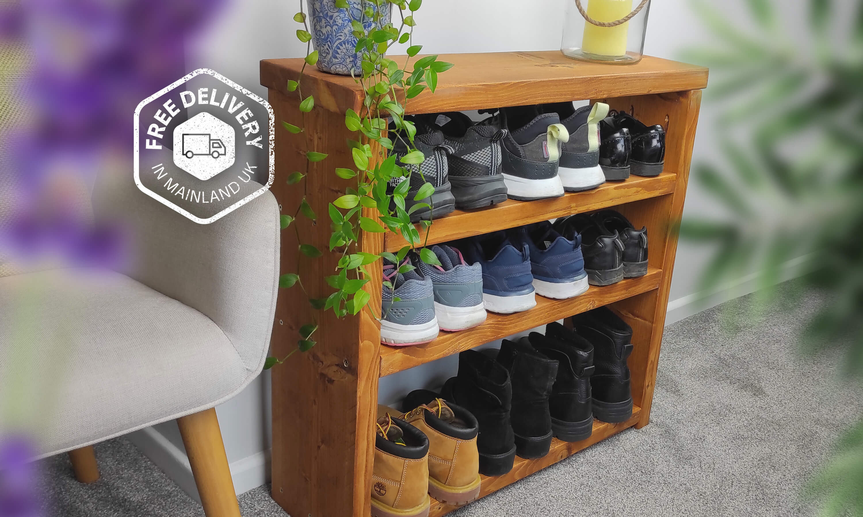 TCM018 Shoe and Boot Storage Shelves Shoe Rack Chunky Solid Wood Hand Made Rustic Etsy