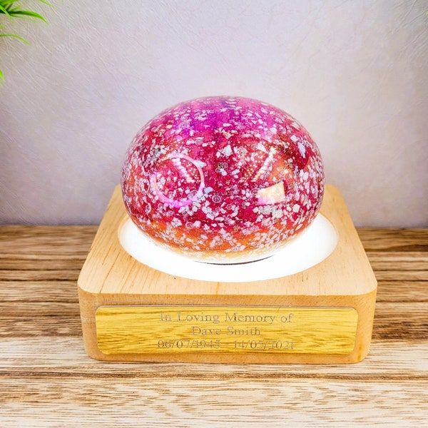 Cremation Memorial Glass Personalised Sympathy Gift Handblown Paperweight, Pet Loss Keepsake.