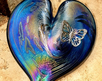 Neo Art Glass heart sterling silver frog fairy dragonfly butterfly Kris Heaton