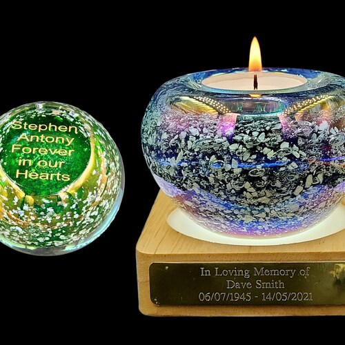 Memorial Glass Tea Light Candle Holder Cremation Ashes Pet Etsy