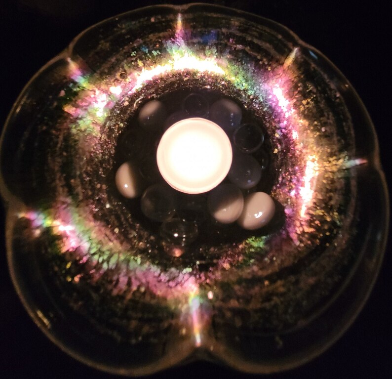 Memorial fused ashes in glass candle dish silver & gold flakes Etsy