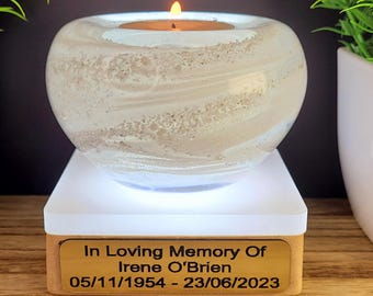Porta-velas personalizado com cinzas de cremação, lembrança de vidro memorial feita à mão