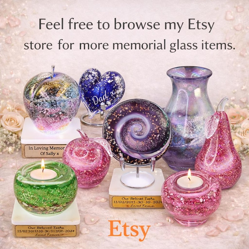 Cremation Ashes Glass Tealight Holder: Memorial Candle Urn, Remembrance Gift image 18