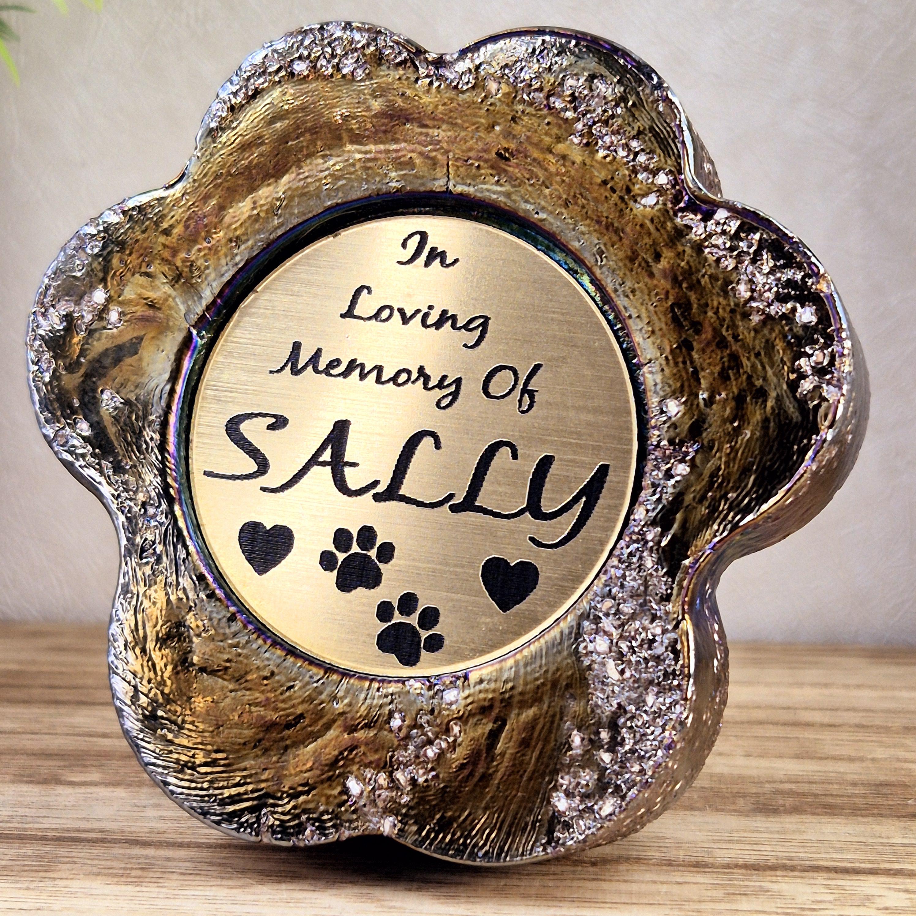 Paw Print Pet Memorial: Cremation Ashes Glass Keepsake - Dog Cat ...