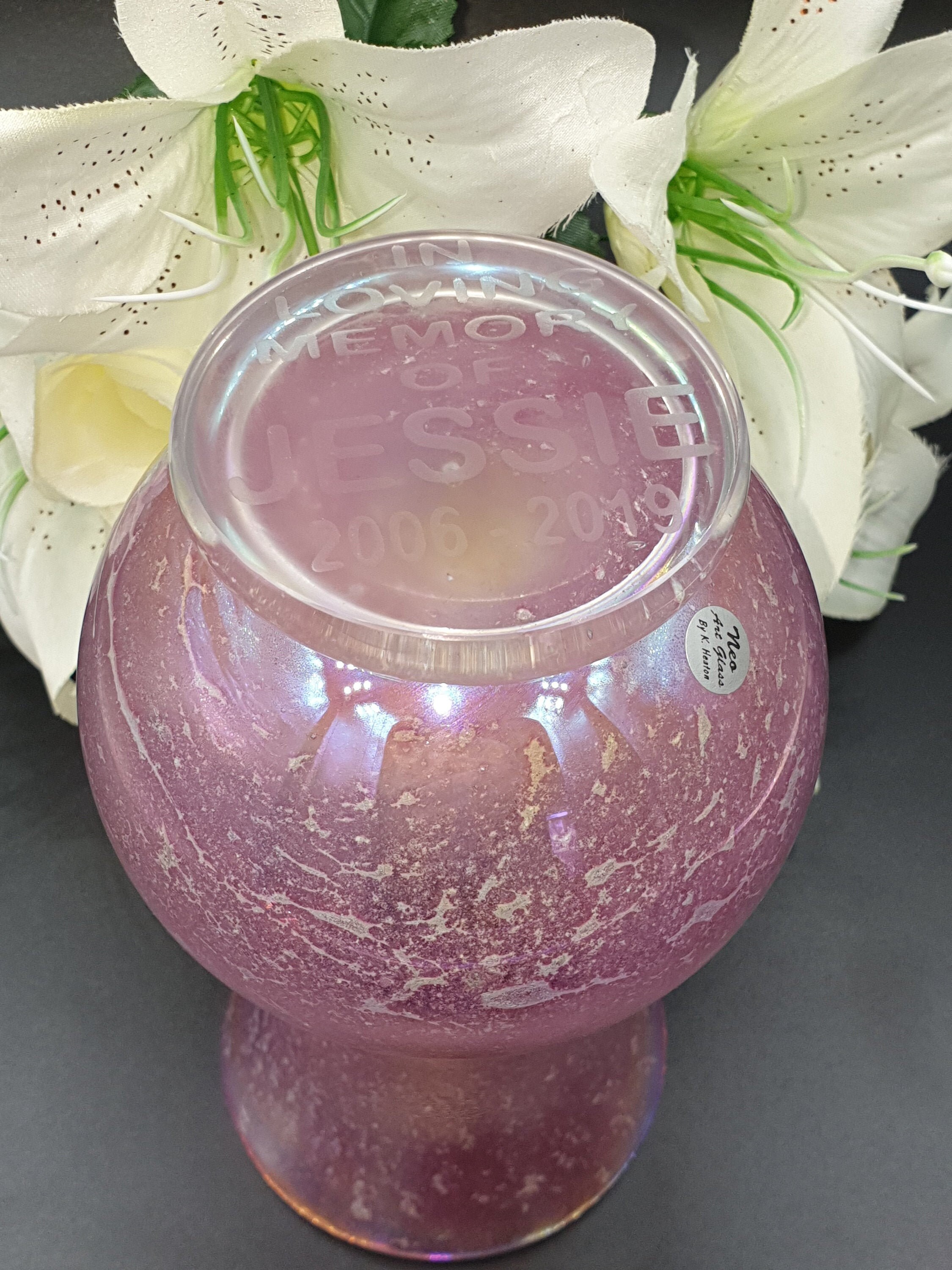 Memorial cremation ashes in glass handmade vase includes Etsy