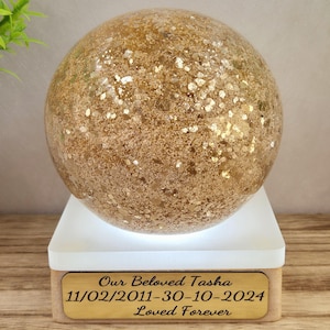 Memorial Glass Orb: Cremation Ashes Keepsake with Gold Flakes