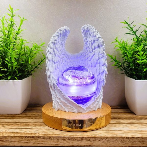 Glass Sympathy Gift Memorial Angel Wings Lamp Pet Loss & Bereavement Gift