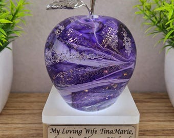 Memorial Glass Apple: Cremation Ashes Keepsake, Sympathy Gift