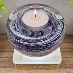 Ashes Fused in Glass, Memorial Glass Tealight Holder, Cremation Keepsake For Pet Loss