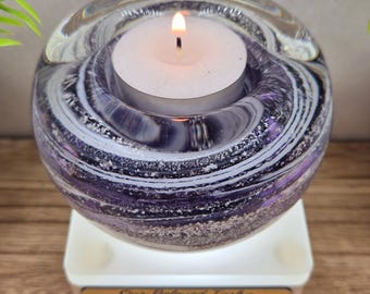 Ashes Fused in Glass, Memorial Glass Tealight Holder, Cremation Keepsake For Pet Loss