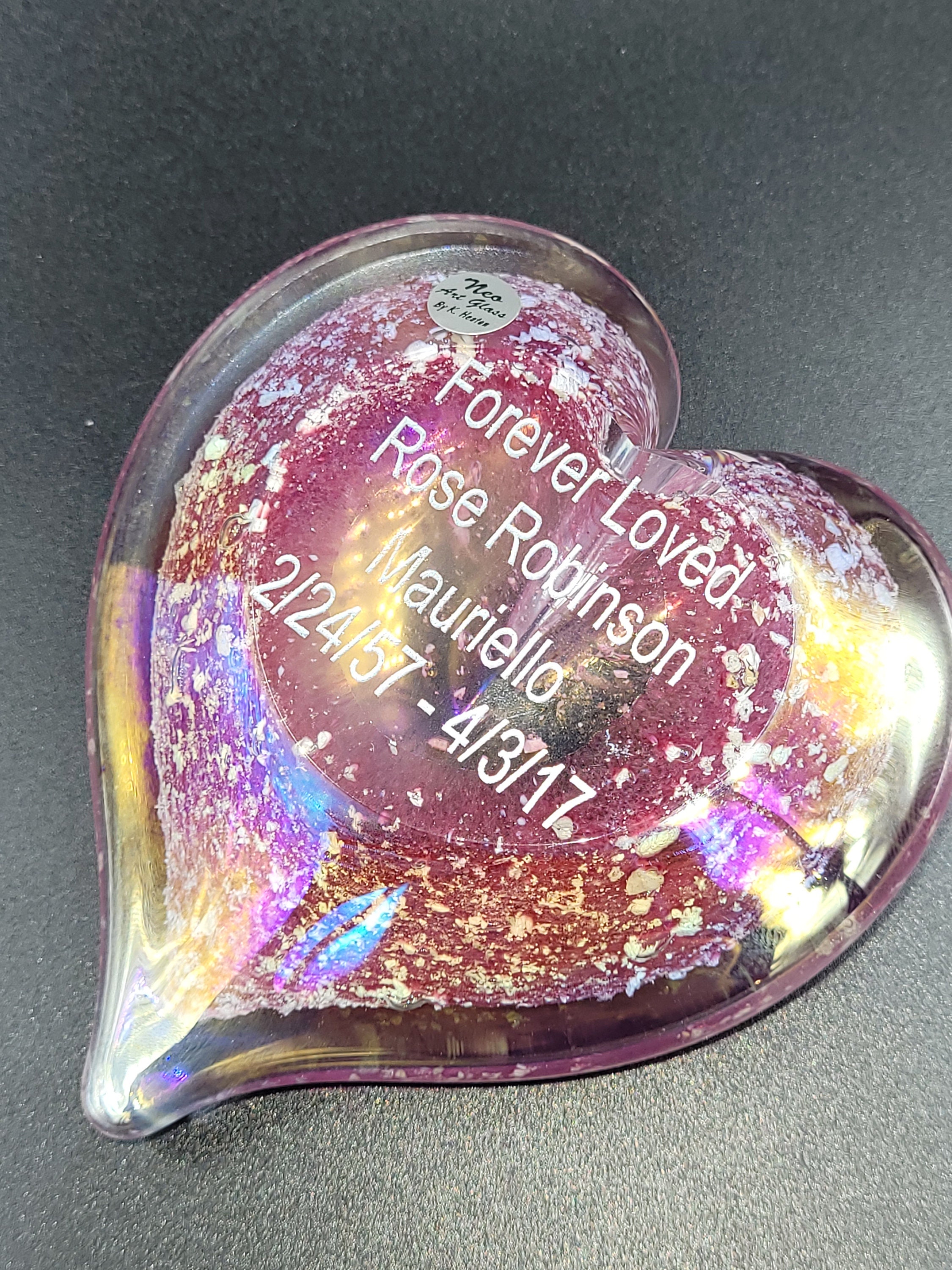 Ashes in glass heart Memorial cremation glass any colours Etsy